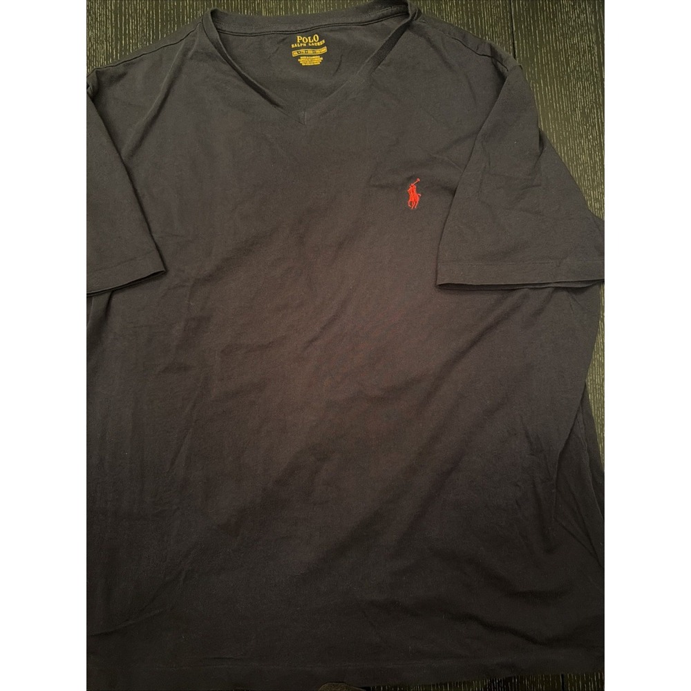 Polo Ralph Lauren Navy V-Neck Tee Red Pony Mens XL (D)
